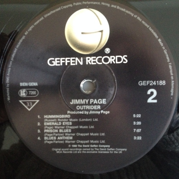 Jimmy Page - Outrider | Geffen Records (GEF24188) - 4