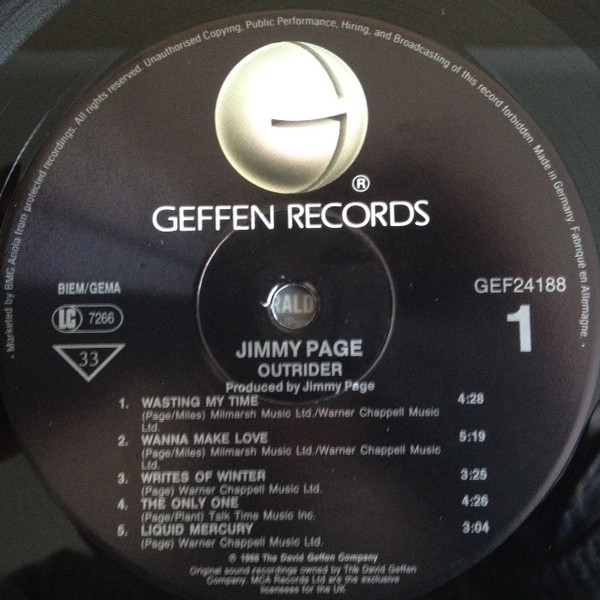 Jimmy Page - Outrider | Geffen Records (GEF24188) - 3