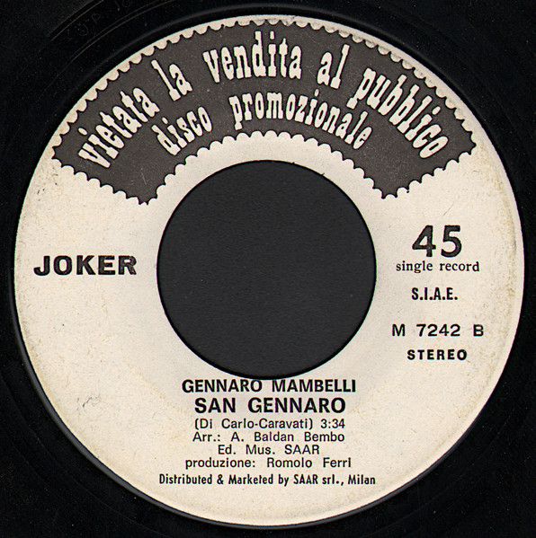 Sugar And Candies / Gennaro Mambelli - Mi Vida / San Gennaro | Joker (M 7242) - 2