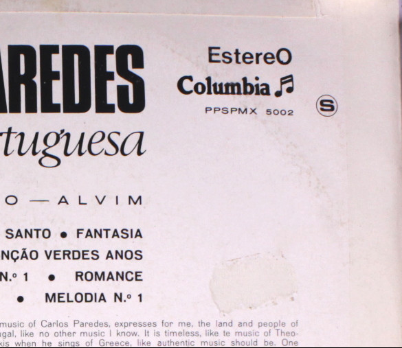 Carlos Paredes - Guitarra Portuguesa | Columbia (PPSPMX 5002) - 2 Carlos Paredes - Guitarra Portuguesa | Columbia (PPSPMX 5002) - 2