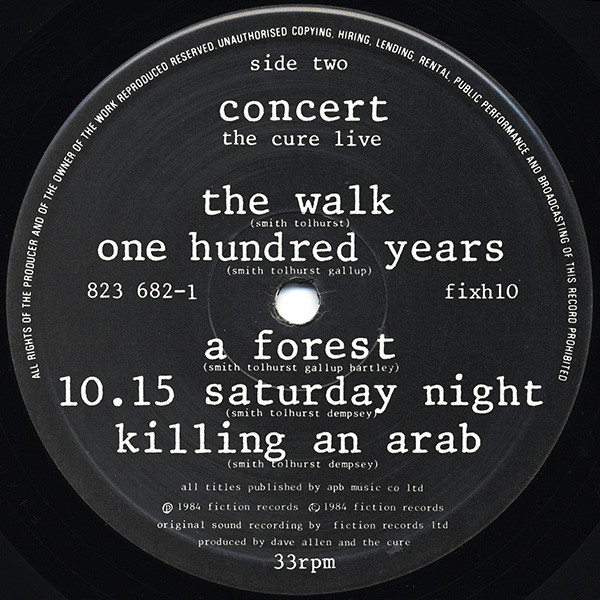 The Cure - Concert (The Cure Live) | Fiction Records (fixh10) - 4