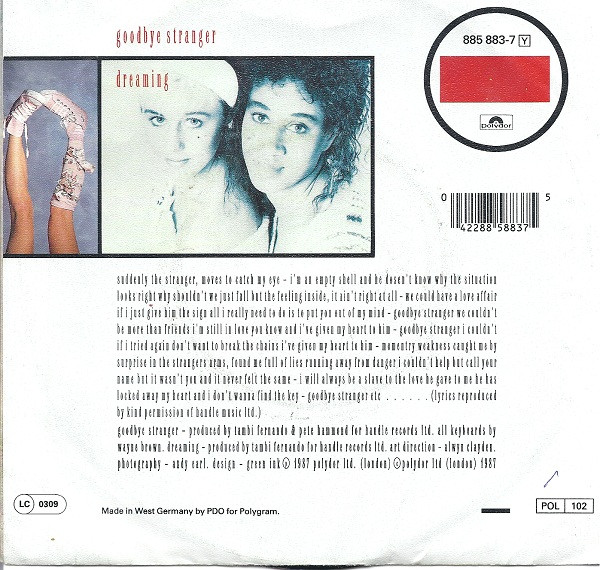 Pepsi & Shirlie - Goodbye Stranger | Polydor (885 883-7) - 2 Pepsi & Shirlie - Goodbye Stranger | Polydor (885 883-7) - 2