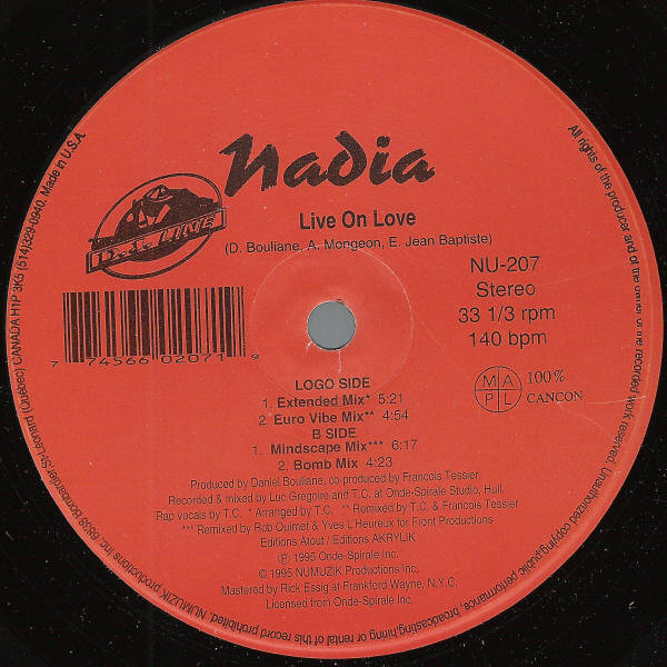 Nadia - Live On Love | Numuzik Inc. (NU-207) - main Nadia - Live On Love | Numuzik Inc. (NU-207) - main