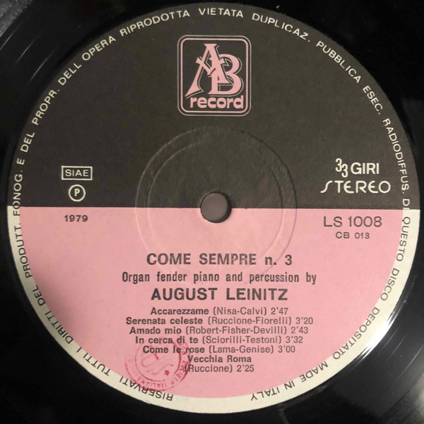 August Leinitz - Come Sempre N° 3 | AB Record (LS 1008) - 3 August Leinitz - Come Sempre N° 3 | AB Record (LS 1008) - 3