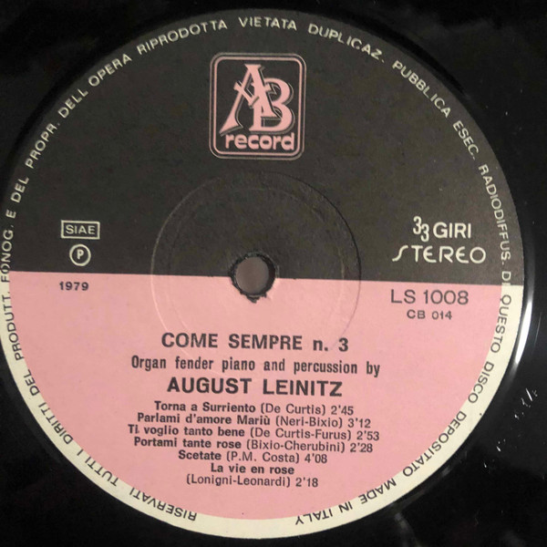 August Leinitz - Come Sempre N° 3 | AB Record (LS 1008) - 4 August Leinitz - Come Sempre N° 3 | AB Record (LS 1008) - 4