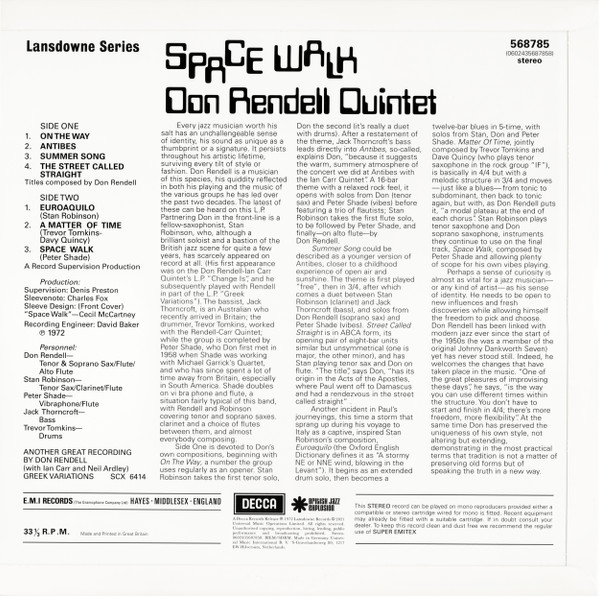 Don Rendell Quintet - Space Walk | Decca (568785) - 3