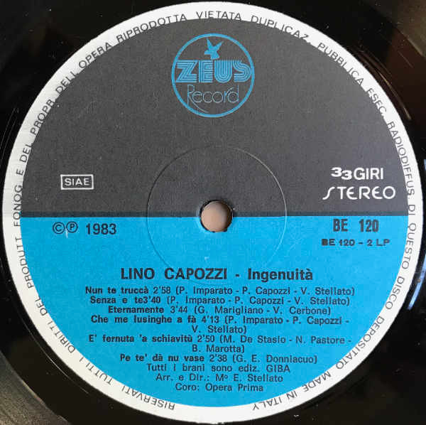 Lino Capozzi - Ingenuità | Zeus Record (BE 120) - 4 Lino Capozzi - Ingenuità | Zeus Record (BE 120) - 4