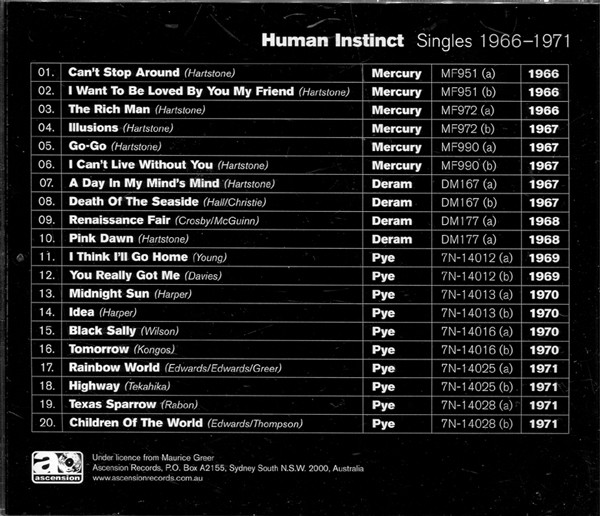 The Human Instinct - Singles 1966 –1971 CD | Ascension Records (ANCD 017) - 2 The Human Instinct - Singles 1966 –1971 CD | Ascension Records (ANCD 017) - 2