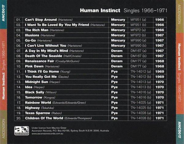 The Human Instinct - Singles 1966 –1971 CD | Ascension Records (ANCD 017) - 4 The Human Instinct - Singles 1966 –1971 CD | Ascension Records (ANCD 017) - 4