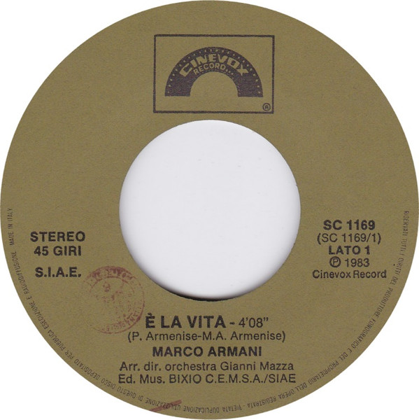 Marco Armani - È La Vita | Cinevox Record (SC 1169) - 3