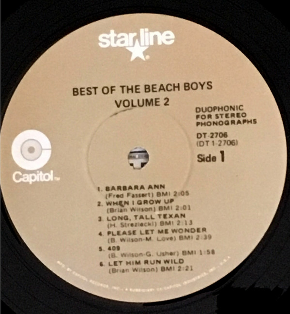 The Beach Boys - Best Of The Beach Boys, Vol. 2 | Starline (DT-2706) - 2