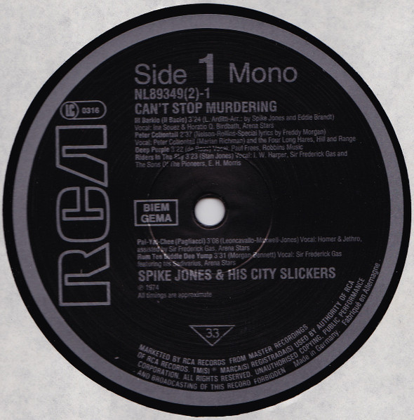 Spike Jones And His City Slickers - Can't Stop Murdering - Vol. 3 | RCA International (NL89349(2)) - 3 Spike Jones And His City Slickers - Can't Stop Murdering - Vol. 3 | RCA International (NL89349(2)) - 3