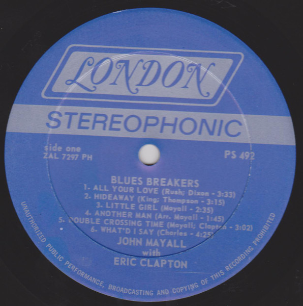 John Mayall With Eric Clapton - Blues Breakers | London Records (PS 492) - 3 John Mayall With Eric Clapton - Blues Breakers | London Records (PS 492) - 3