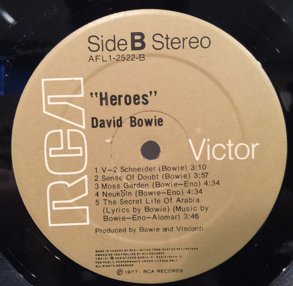 David Bowie - "Heroes" | RCA Victor (AFL1-2522) - 3 David Bowie - "Heroes" | RCA Victor (AFL1-2522) - 3