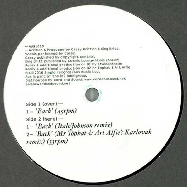 Cassy - Back EP | Aus Music (AUS1699)