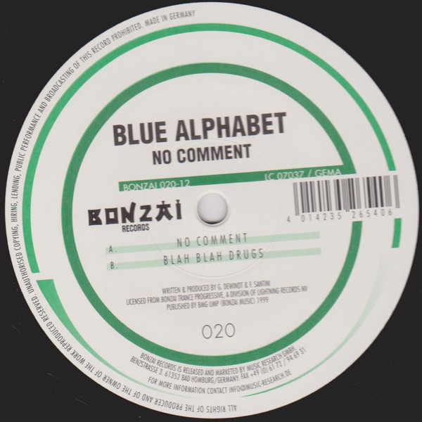 Blue Alphabet - No Comment | Bonzai Germany (BONZAI 020-12) - 2