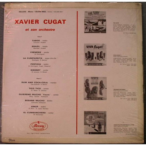 Xavier Cugat And His Orchestra - Xavier Cugat Et Son Orchestre | Mercury (125.908 MDL) - 2 Xavier Cugat And His Orchestra - Xavier Cugat Et Son Orchestre | Mercury (125.908 MDL) - 2