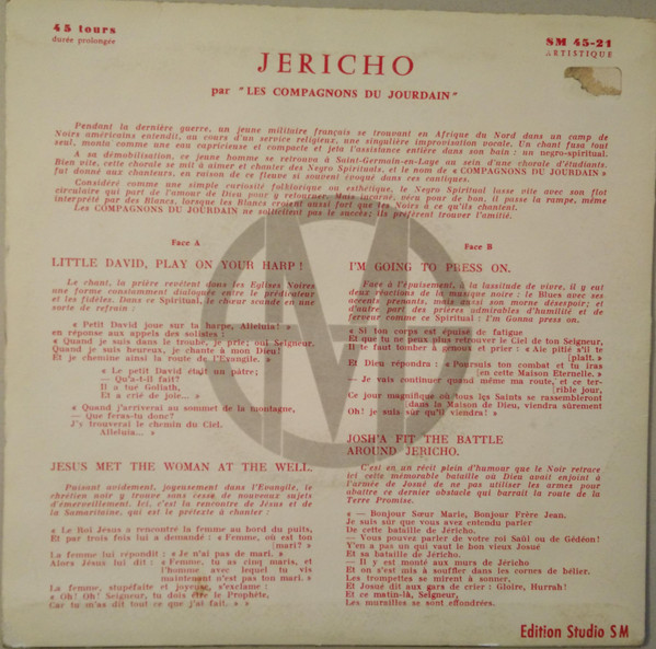 Les Compagnons Du Jourdain - Negro Spirituals | Editions Studio S.M. (SM 45-21) - 2