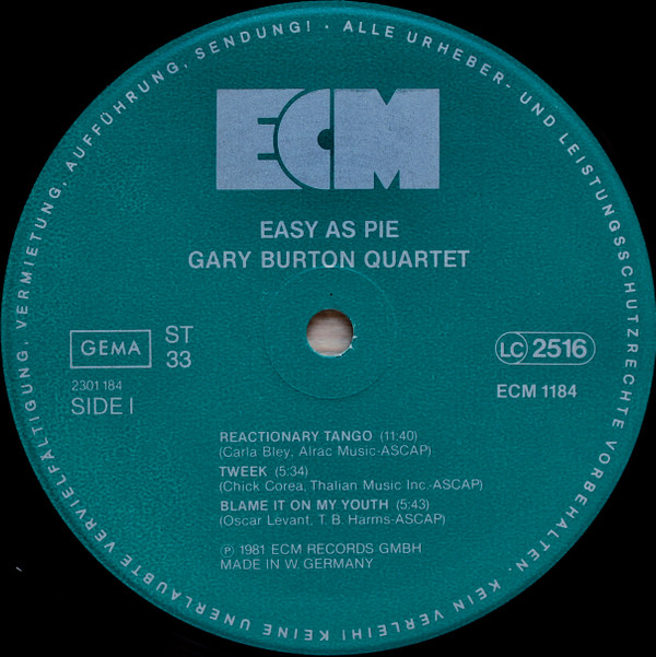 Gary Burton Quartet - Easy As Pie | ECM Records (ECM 1184) - 3