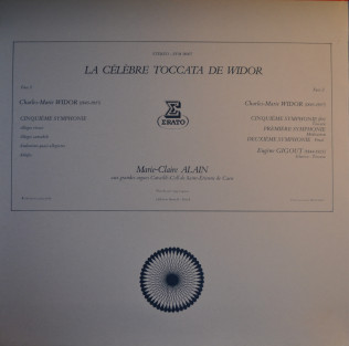 Charles-Marie Widor — Marie-Claire Alain - La Célèbre Toccata - Trois Symphonies (Extraits) | Erato (EFM 18007) - 2