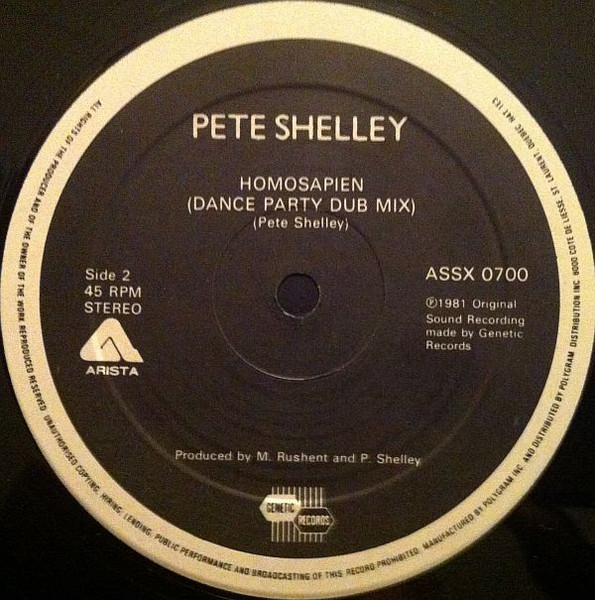 Pete Shelley - Witness The Change / I Don't Know What It Is / Homosapien (Dance Party Dub Mix) (12" - Limited Edition) [Vinyl] | Genetic Records (ASSX 0700) - 4