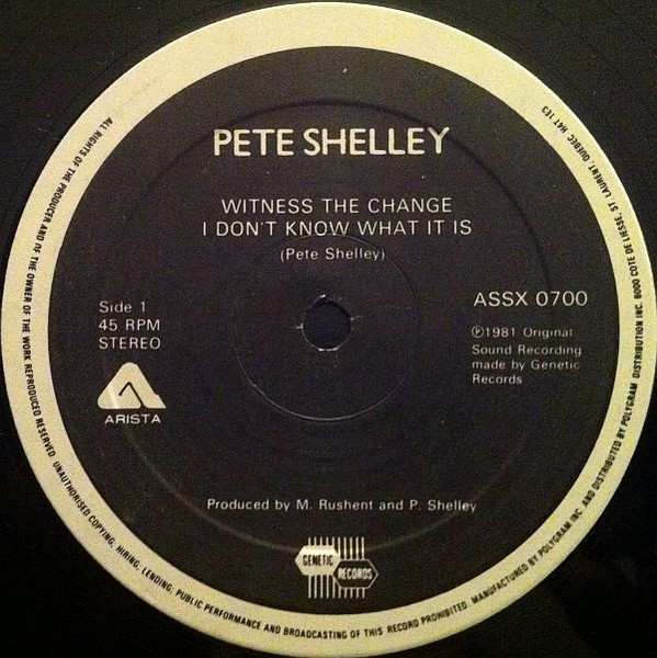 Pete Shelley - Witness The Change / I Don't Know What It Is / Homosapien (Dance Party Dub Mix) (12" - Limited Edition) [Vinyl] | Genetic Records (ASSX 0700) - 3