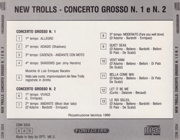 New Trolls - Concerto Grosso N. 1 E N. 2 | Fonit Cetra (CDM 2034) - 2