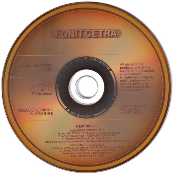 New Trolls - Concerto Grosso N. 1 E N. 2 | Fonit Cetra (CDM 2034) - 3