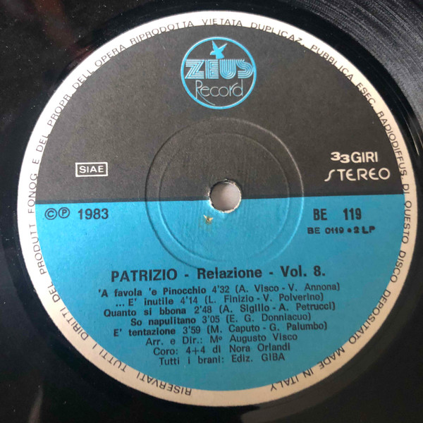 Patrizio - Relazione Vol. 8 | Zeus Record (BE 119) - 3 Patrizio - Relazione Vol. 8 | Zeus Record (BE 119) - 3