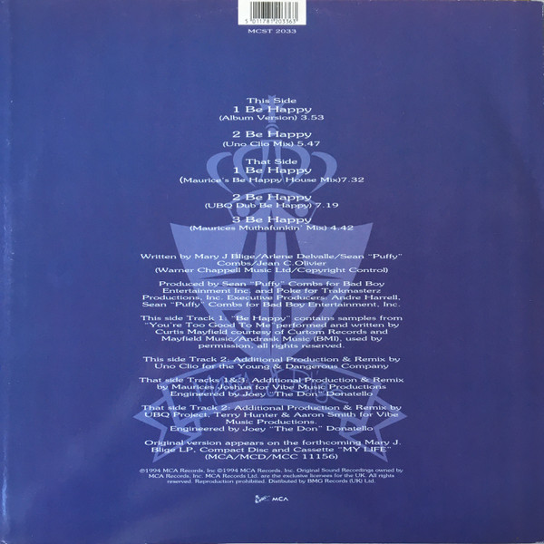 Mary J. Blige - Be Happy | MCA Records (MCST 2033) - 2