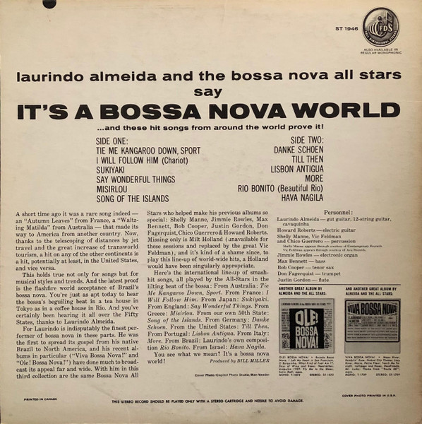 Laurindo Almeida & The Bossa Nova Allstars - It's A Bossa Nova World: International Hits In Jazz Samba Arrangements | Capitol Records (ST 1946) - 2 Laurindo Almeida & The Bossa Nova Allstars - It's A Bossa Nova World: International Hits In Jazz Samba Arrangements | Capitol Records (ST 1946) - 2