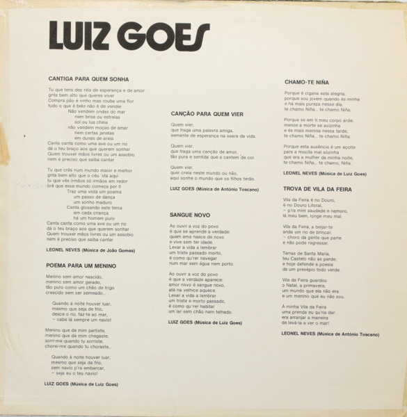 Luiz Goes - Canções De Amor E De Esperança | Columbia (8E 062 40179) - 3 Luiz Goes - Canções De Amor E De Esperança | Columbia (8E 062 40179) - 3