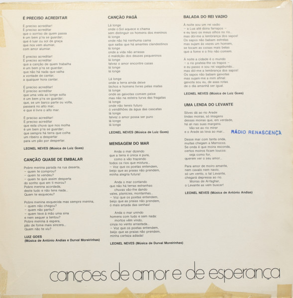 Luiz Goes - Canções De Amor E De Esperança | Columbia (8E 062 40179) - 4 Luiz Goes - Canções De Amor E De Esperança | Columbia (8E 062 40179) - 4