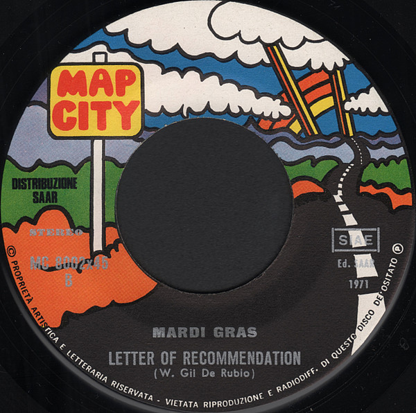 Mardi Gras - Too Busy Thinking 'Bout My Baby / Letter Of Recommendation | Map City (MC 8002) - 4 Mardi Gras - Too Busy Thinking 'Bout My Baby / Letter Of Recommendation | Map City (MC 8002) - 4