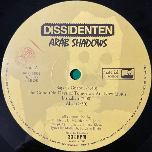 Dissidenten - Arab Shadows | Materiali Sonori (MASO 33031) - 3 Dissidenten - Arab Shadows | Materiali Sonori (MASO 33031) - 3
