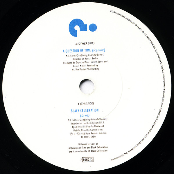 Depeche Mode - A Question Of Time (Remix) | Mute (7 BONG 12) - 4