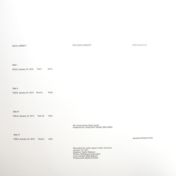Keith Jarrett - The Köln Concert | ECM Records (ECM 1064/65) - main