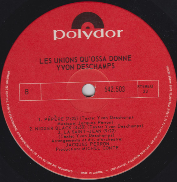 Yvon Deschamps - Les Unions Qu'ossa Donne | Polydor (542.503) - 3 Yvon Deschamps - Les Unions Qu'ossa Donne | Polydor (542.503) - 3