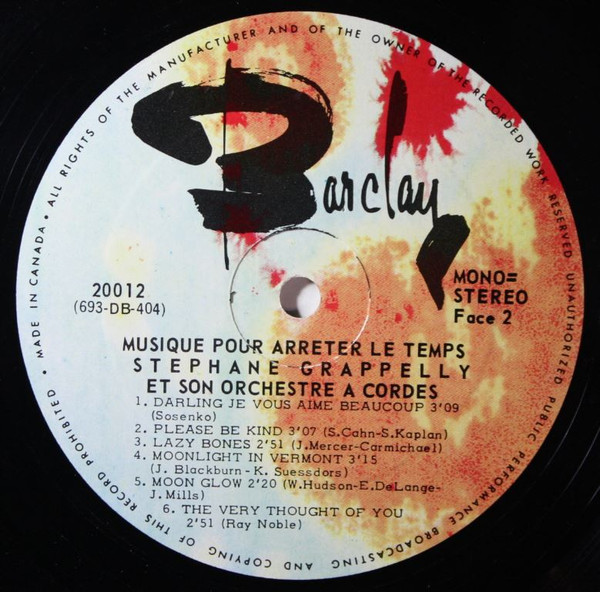 Stephane Grappelly Et Son Orchestre - Musique Pour Arrêter Le Temps | Barclay (20012) - 4 Stephane Grappelly Et Son Orchestre - Musique Pour Arrêter Le Temps | Barclay (20012) - 4