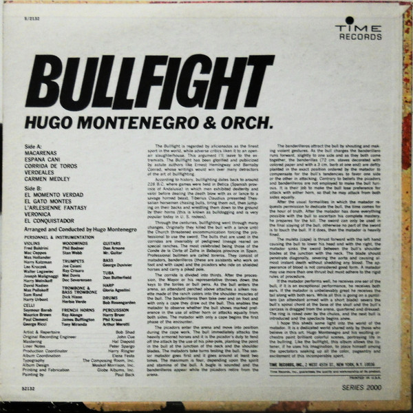 Hugo Montenegro And His Orchestra - Bullfight | Time Records (S/2132) - 2 Hugo Montenegro And His Orchestra - Bullfight | Time Records (S/2132) - 2