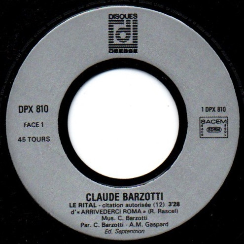 Claude Barzotti - Le Rital | Disques Déesse (DPX 810) - 3