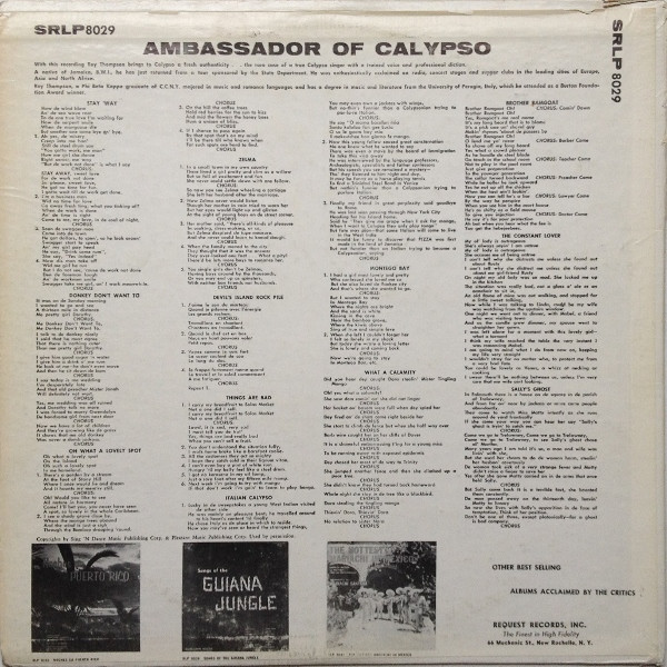 Roy Thompson - Ambassador Of Calypso | Request Records (SRLP 8029) - 2 Roy Thompson - Ambassador Of Calypso | Request Records (SRLP 8029) - 2