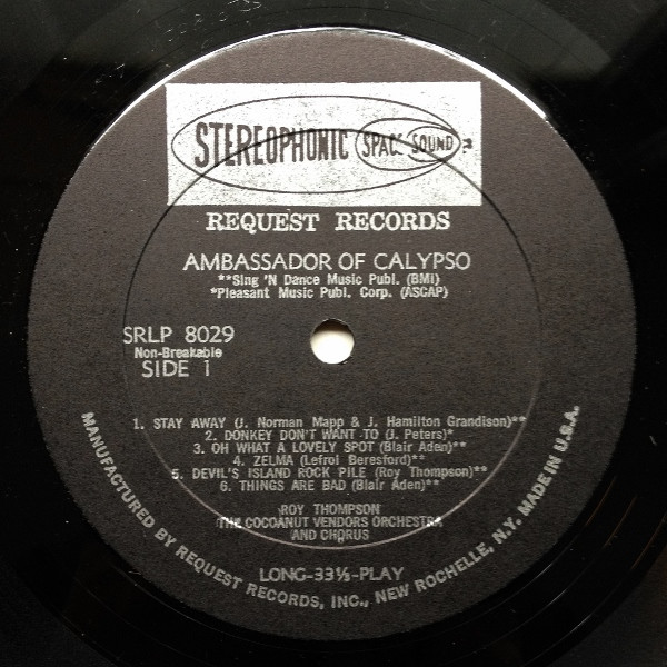 Roy Thompson - Ambassador Of Calypso | Request Records (SRLP 8029) - 3 Roy Thompson - Ambassador Of Calypso | Request Records (SRLP 8029) - 3