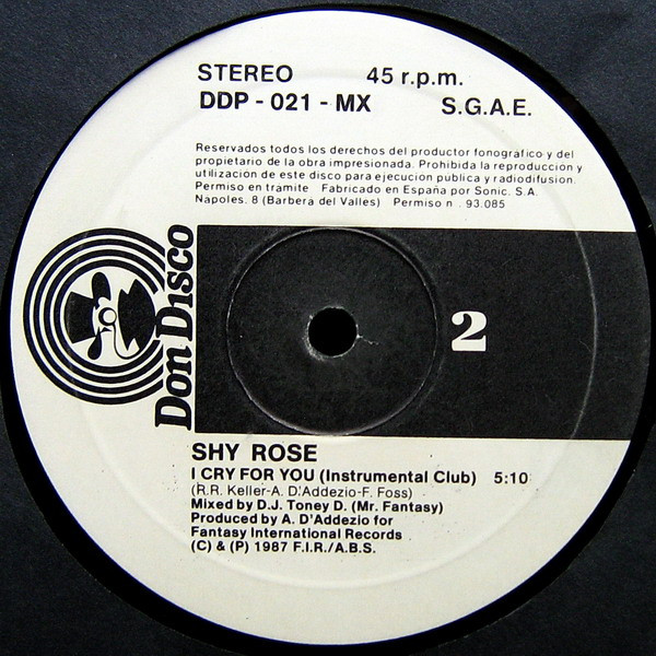 Shy Rose - I Cry For You | Don Disco (DDP 021 MX) - 2