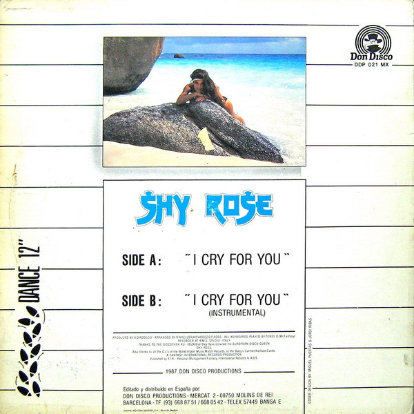 Shy Rose - I Cry For You | Don Disco (DDP 021 MX) - main