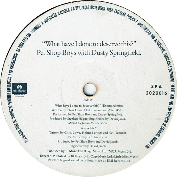 Pet Shop Boys With Dusty Springfield - What Have I Done To Deserve This? | Parlophone (2020016) - 3 Pet Shop Boys With Dusty Springfield - What Have I Done To Deserve This? | Parlophone (2020016) - 3