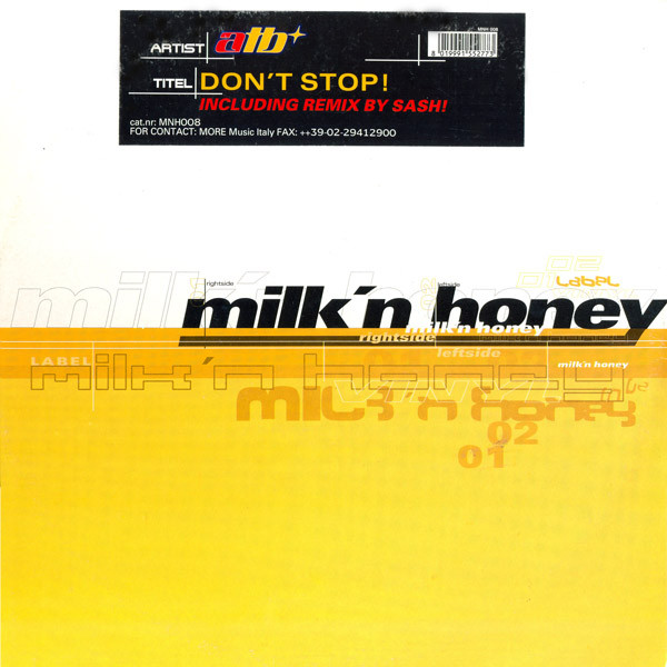 ATB - Don't Stop | Milk'n Honey (MNH 008) - main
