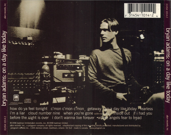 Bryan Adams - On A Day Like Today | A&M Records (31454 1014 2) - 2 Bryan Adams - On A Day Like Today | A&M Records (31454 1014 2) - 2