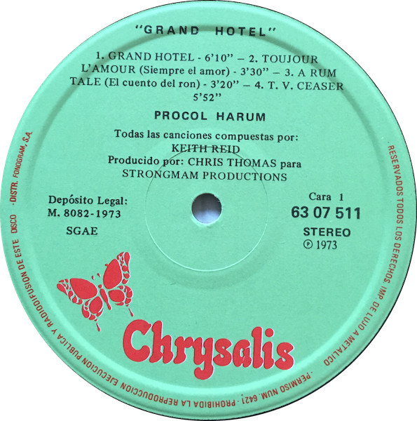 Procol Harum - Grand Hotel | Chrysalis (63 07 511) - 4 Procol Harum - Grand Hotel | Chrysalis (63 07 511) - 4