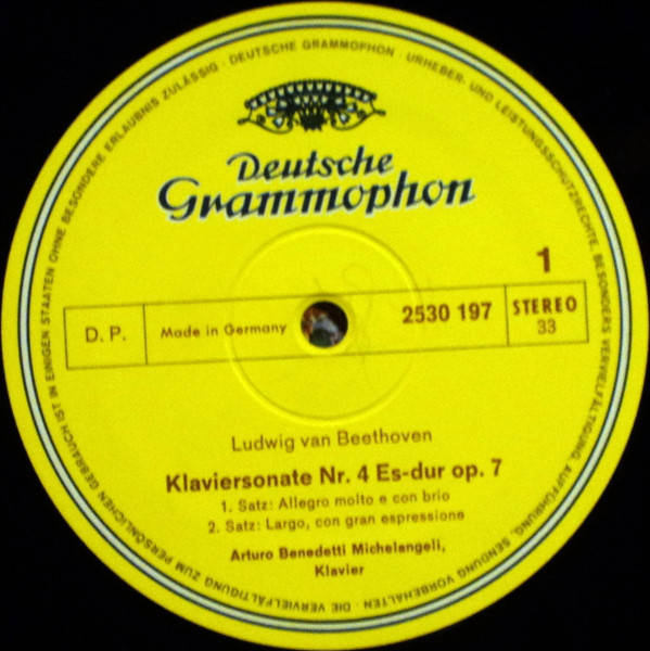 Ludwig van Beethoven – Arturo Benedetti Michelangeli - Sonate Nr. 4 Es-dur Op. 7 = (In E Flat Major) | Deutsche Grammophon (2530 197) - 3
